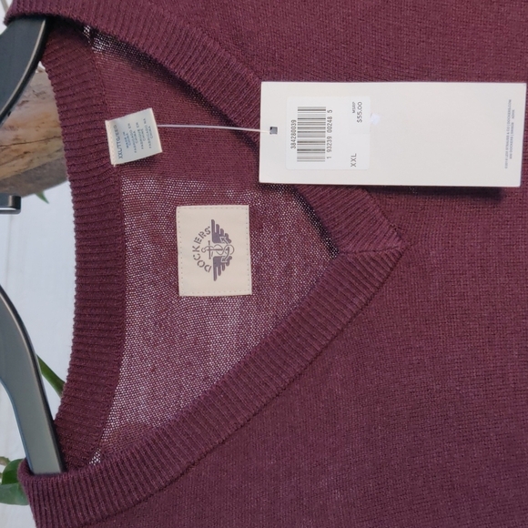 Dockers texture mini diamond V neck sweater color burgundy size XXL - Picture 7 of 12